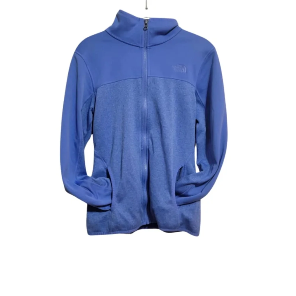 North Face Jacket Womens Small Blue Full Zip Track Fleece Long Sleeve Thumbholes - Picture 2 of 8